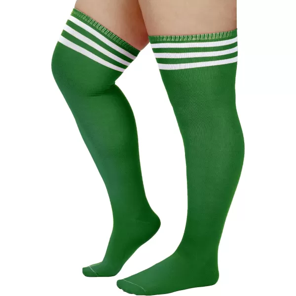 Zando Plus Size Thigh High Socks for Thick Thighs Women Striped Thigh High Stockings Over the Knee Socks Leg Warmers