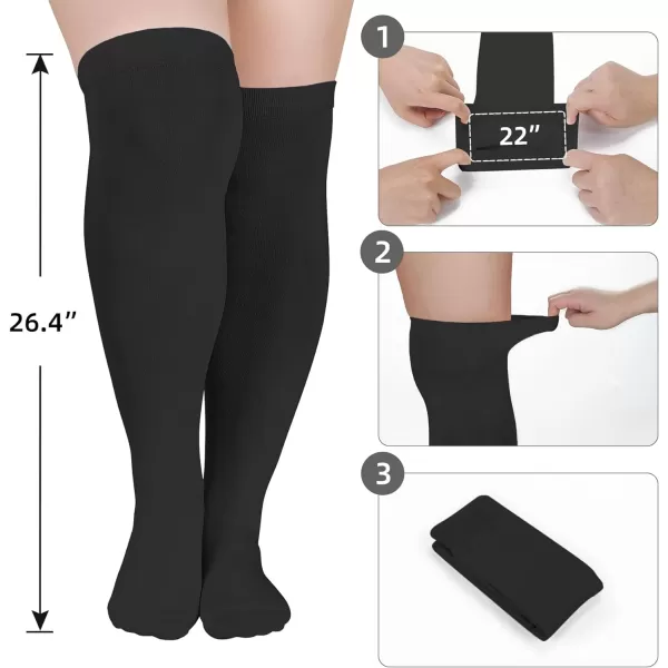 Zando Plus Size Thigh High Socks for Thick Thighs Women Striped Thigh High Stockings Over the Knee Socks Leg Warmers