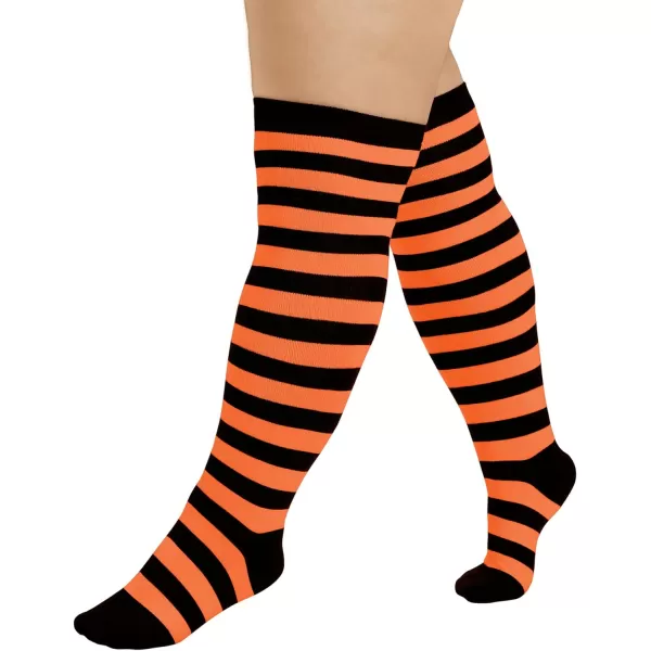Zando Plus Size Thigh High Socks for Thick Thighs Women Striped Thigh High Stockings Over the Knee Socks Leg Warmers