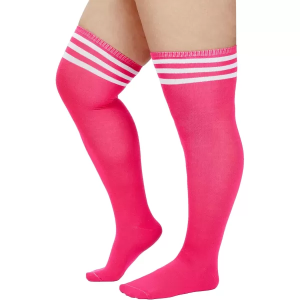Zando Plus Size Thigh High Socks for Thick Thighs Women Striped Thigh High Stockings Over the Knee Socks Leg Warmers