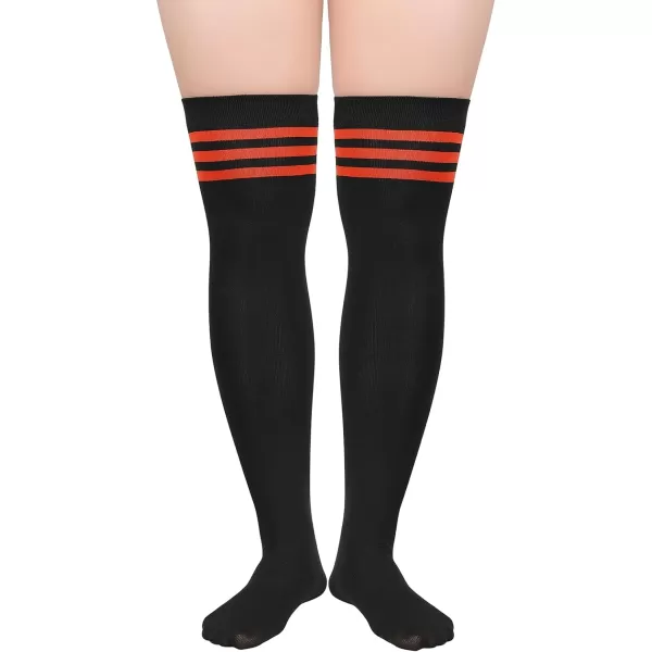 Zando Plus Size Thigh High Socks for Thick Thighs Women Striped Thigh High Stockings Over the Knee Socks Leg Warmers