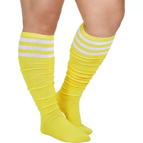 Zando Plus Size Thigh High Socks for Thick Thighs Women Striped Thigh High Stockings Over the Knee Socks Leg Warmers