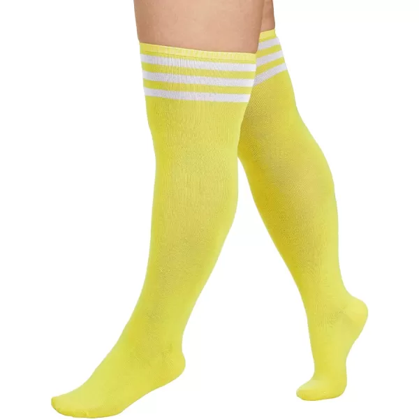 Zando Plus Size Thigh High Socks for Thick Thighs Women Striped Thigh High Stockings Over the Knee Socks Leg Warmers