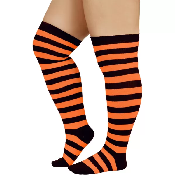 Zando Plus Size Thigh High Socks for Thick Thighs Women Striped Thigh High Stockings Over the Knee Socks Leg Warmers