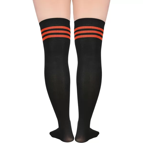 Zando Plus Size Thigh High Socks for Thick Thighs Women Striped Thigh High Stockings Over the Knee Socks Leg Warmers