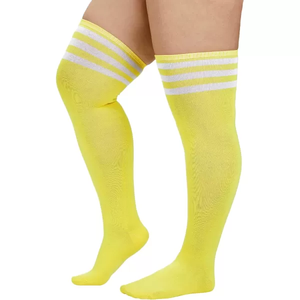 Zando Plus Size Thigh High Socks for Thick Thighs Women Striped Thigh High Stockings Over the Knee Socks Leg Warmers