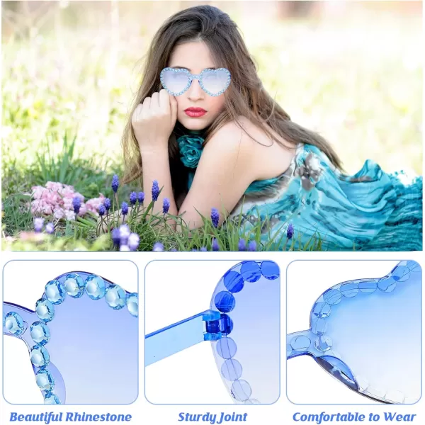 Zando Rhinestone Heart Sunglasses for Women Rhinestone Heart Shaped Sunglasses Bejeweled Sunglasses Heart Glasses