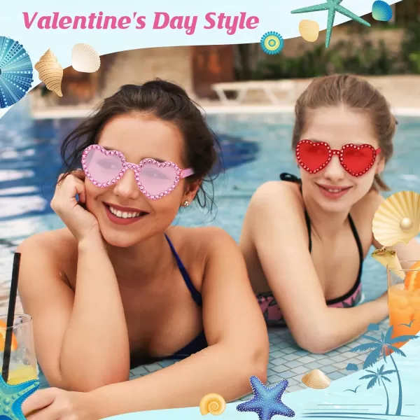 Zando Rhinestone Heart Sunglasses for Women Rhinestone Heart Shaped Sunglasses Bejeweled Sunglasses Heart Glasses