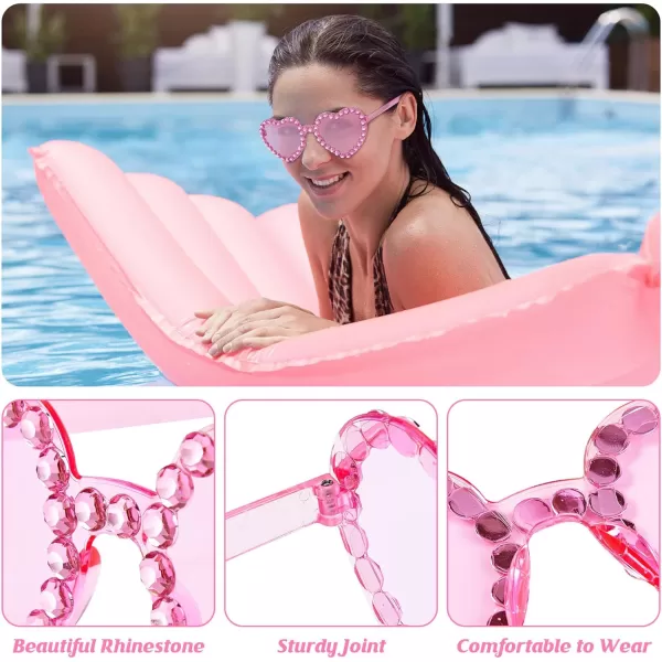 Zando Rhinestone Heart Sunglasses for Women Rhinestone Heart Shaped Sunglasses Bejeweled Sunglasses Heart Glasses