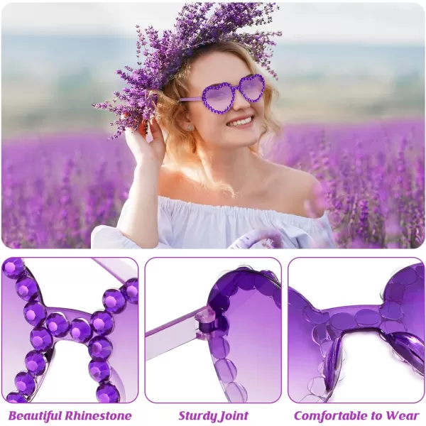Zando Rhinestone Heart Sunglasses for Women Rhinestone Heart Shaped Sunglasses Bejeweled Sunglasses Heart Glasses