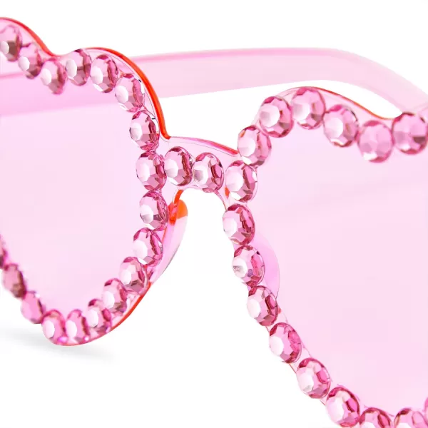 Zando Rhinestone Heart Sunglasses for Women Rhinestone Heart Shaped Sunglasses Bejeweled Sunglasses Heart Glasses