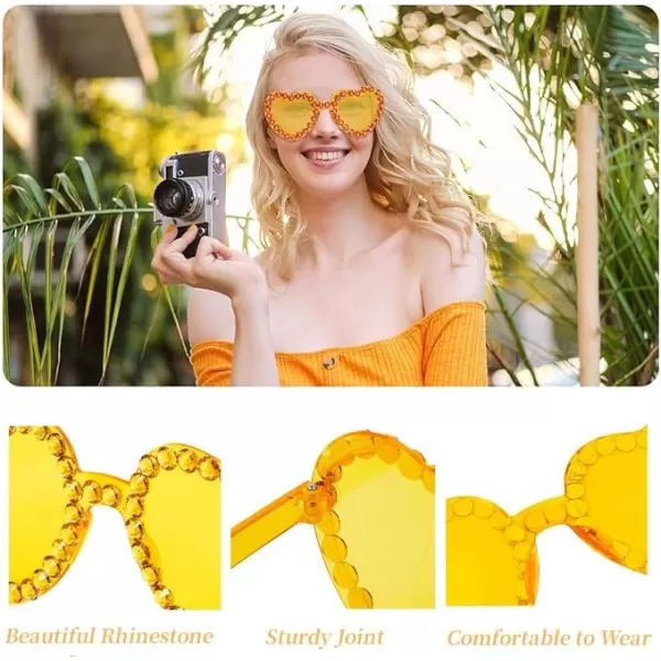 Zando Rhinestone Heart Sunglasses for Women Rhinestone Heart Shaped Sunglasses Bejeweled Sunglasses Heart Glasses