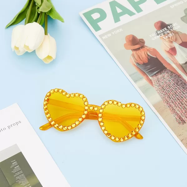 Zando Rhinestone Heart Sunglasses for Women Rhinestone Heart Shaped Sunglasses Bejeweled Sunglasses Heart Glasses