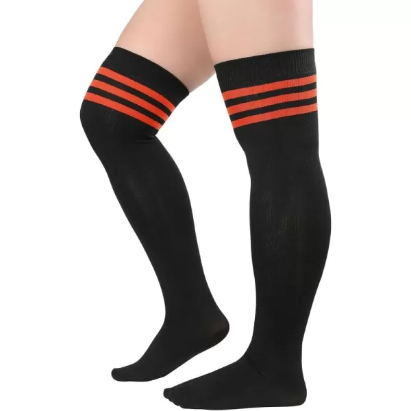 Zando Plus Size Thigh High Socks for Thick Thighs Women Striped Thigh High Stockings Over the Knee Socks Leg Warmers