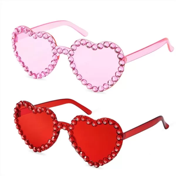 Zando Rhinestone Heart Sunglasses for Women Rhinestone Heart Shaped Sunglasses Bejeweled Sunglasses Heart Glasses
