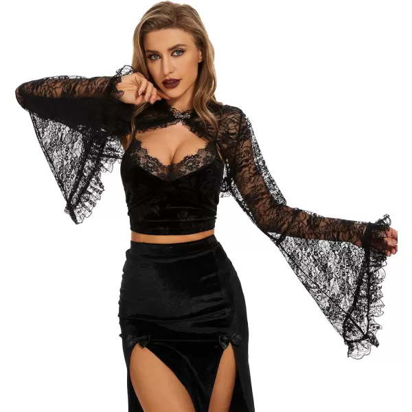 See Through Halloween Mesh Crop Top Long Sleeve Rave Top for Women Festival Tops Outfit Sheer Open Front Fishnet Cover Up