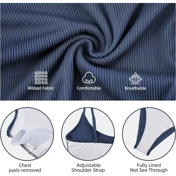 Zando One Piece Bathing Suit for Women 2024 Sexy Swimsuit Tummy Control Swimsuits Womens Ribbed Swimwear Slimming Swim Suit