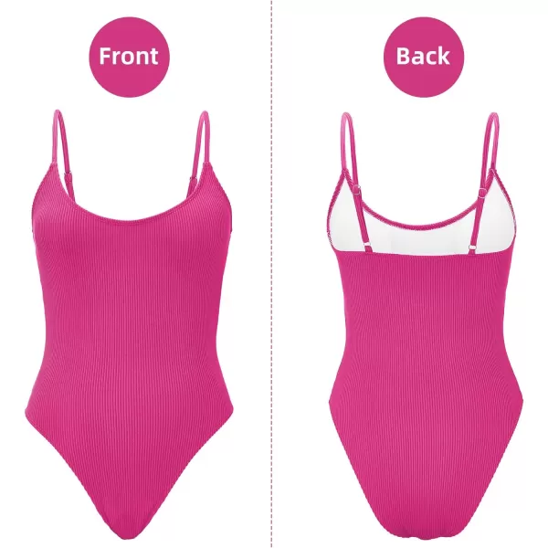 Zando One Piece Bathing Suit for Women 2024 Sexy Swimsuit Tummy Control Swimsuits Womens Ribbed Swimwear Slimming Swim Suit