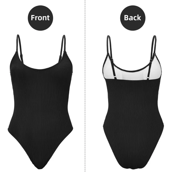 Zando One Piece Bathing Suit for Women 2024 Sexy Swimsuit Tummy Control Swimsuits Womens Ribbed Swimwear Slimming Swim Suit
