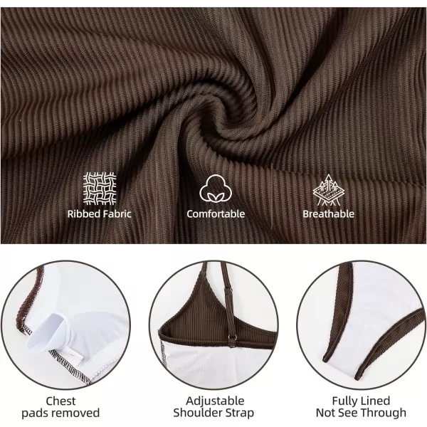 Zando One Piece Bathing Suit for Women 2024 Sexy Swimsuit Tummy Control Swimsuits Womens Ribbed Swimwear Slimming Swim Suit