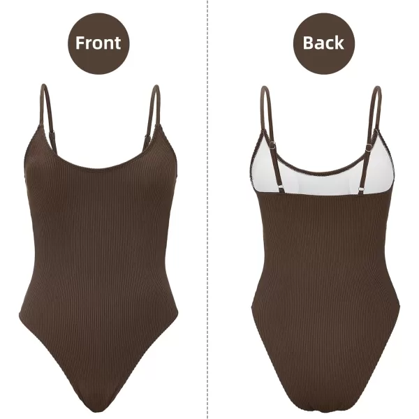 Zando One Piece Bathing Suit for Women 2024 Sexy Swimsuit Tummy Control Swimsuits Womens Ribbed Swimwear Slimming Swim Suit