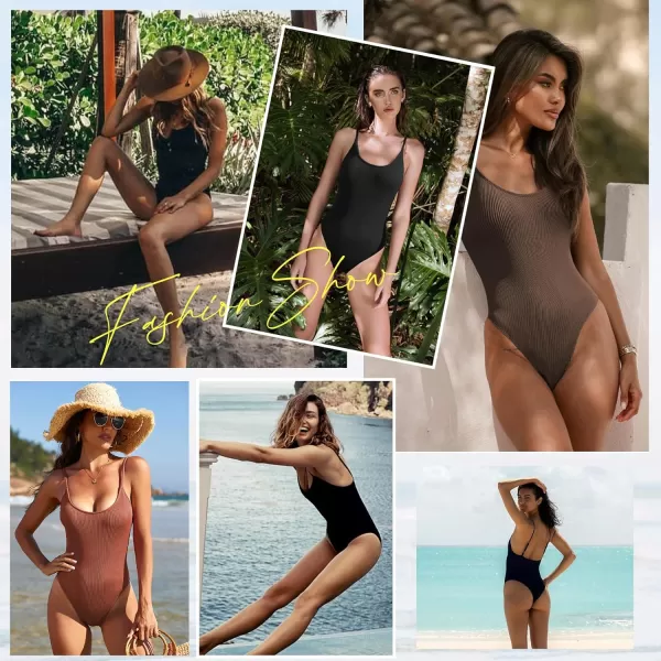 Zando One Piece Bathing Suit for Women 2024 Sexy Swimsuit Tummy Control Swimsuits Womens Ribbed Swimwear Slimming Swim Suit