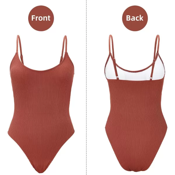 Zando One Piece Bathing Suit for Women 2024 Sexy Swimsuit Tummy Control Swimsuits Womens Ribbed Swimwear Slimming Swim Suit