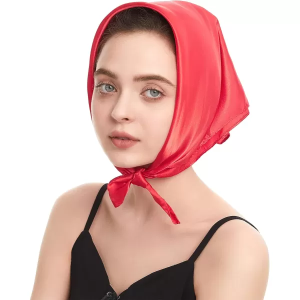 Zando Silk Feeling Scarf Square Chiffon Scarf Solid Color Bandanas Retro Scarfs for Women Neck Scarf Purse Scarf