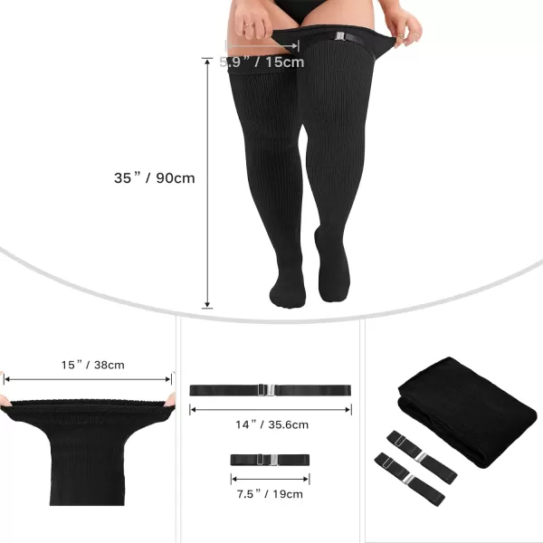 Zando Women Plus Size Thigh High Stockings Over the Knee Thin Tube Socks Long Sport Tights Casual Striped Leg Warmers