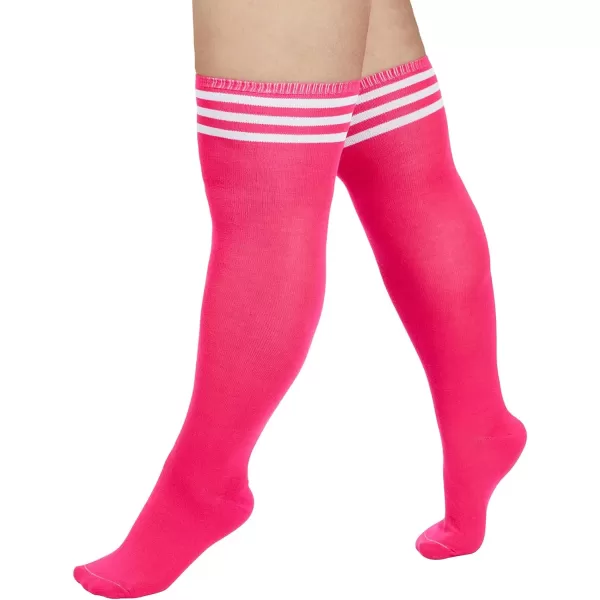 Zando Women Plus Size Thigh High Stockings Over the Knee Thin Tube Socks Long Sport Tights Casual Striped Leg Warmers