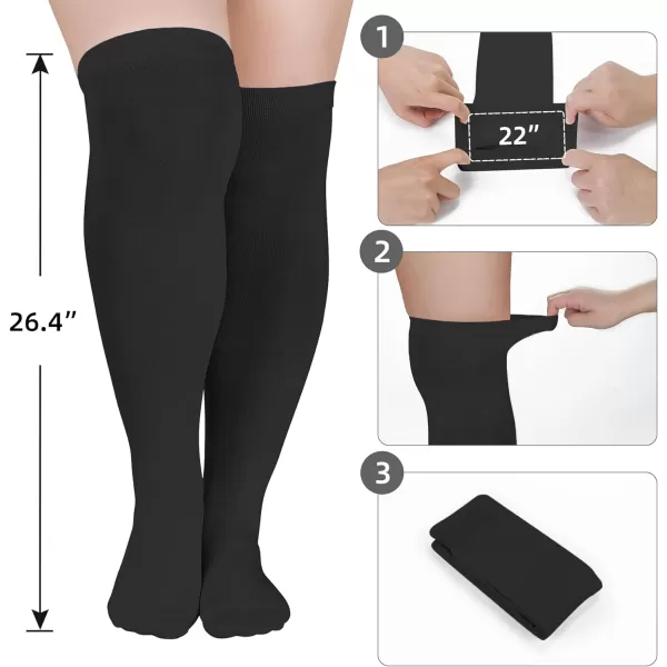 Zando Women Plus Size Thigh High Stockings Over the Knee Thin Tube Socks Long Sport Tights Casual Striped Leg Warmers