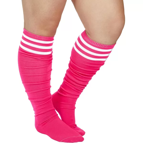 Zando Women Plus Size Thigh High Stockings Over the Knee Thin Tube Socks Long Sport Tights Casual Striped Leg Warmers