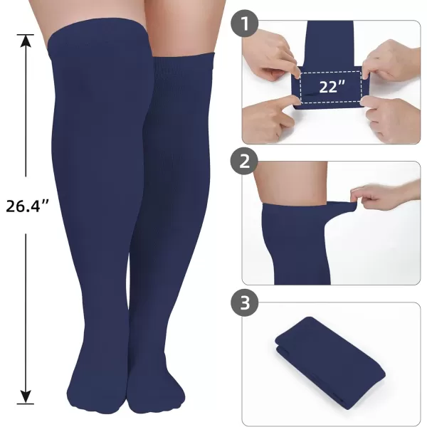 Zando Women Plus Size Thigh High Stockings Over the Knee Thin Tube Socks Long Sport Tights Casual Striped Leg Warmers