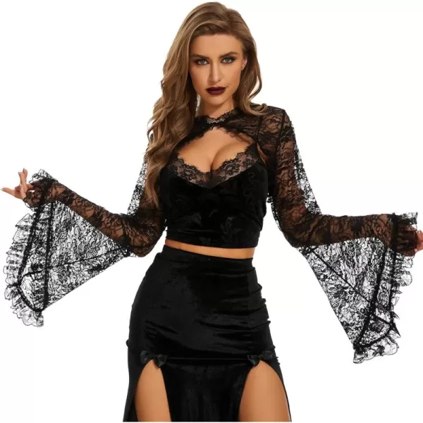 See Through Halloween Mesh Crop Top Long Sleeve Rave Top for Women Festival Tops Outfit Sheer Open Front Fishnet Cover Up