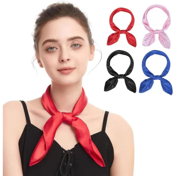 Zando Silk Feeling Scarf Square Chiffon Scarf Solid Color Bandanas Retro Scarfs for Women Neck Scarf Purse Scarf