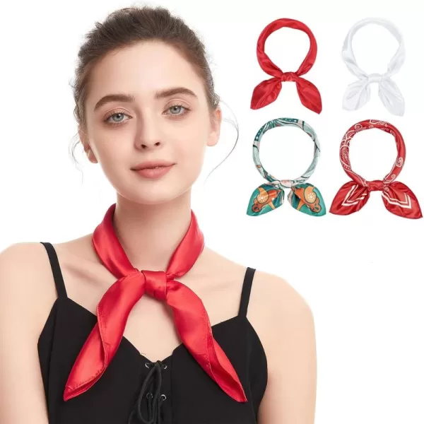 Zando Silk Feeling Scarf Square Chiffon Scarf Solid Color Bandanas Retro Scarfs for Women Neck Scarf Purse Scarf