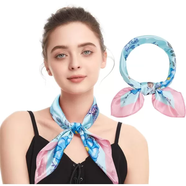 Zando Silk Feeling Scarf Square Chiffon Scarf Solid Color Bandanas Retro Scarfs for Women Neck Scarf Purse Scarf