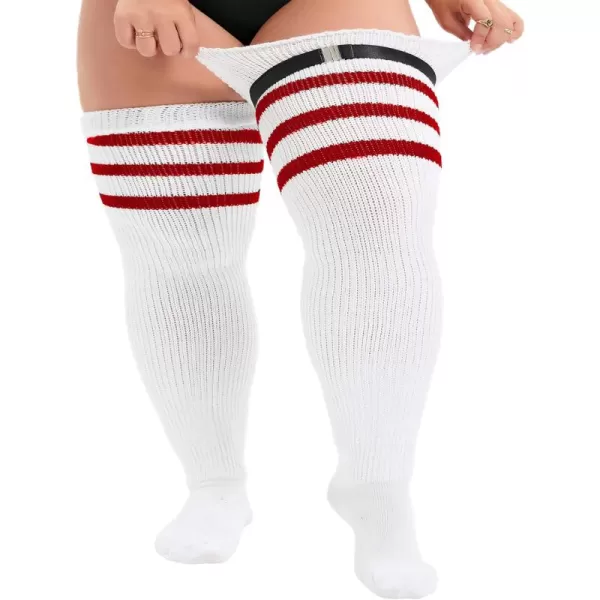 Zando Women Plus Size Thigh High Stockings Over the Knee Thin Tube Socks Long Sport Tights Casual Striped Leg Warmers