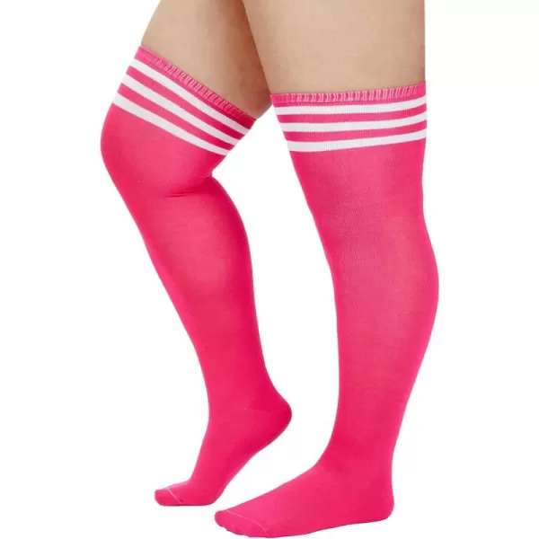Zando Women Plus Size Thigh High Stockings Over the Knee Thin Tube Socks Long Sport Tights Casual Striped Leg Warmers
