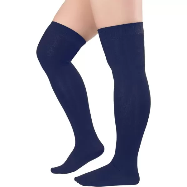 Zando Women Plus Size Thigh High Stockings Over the Knee Thin Tube Socks Long Sport Tights Casual Striped Leg Warmers