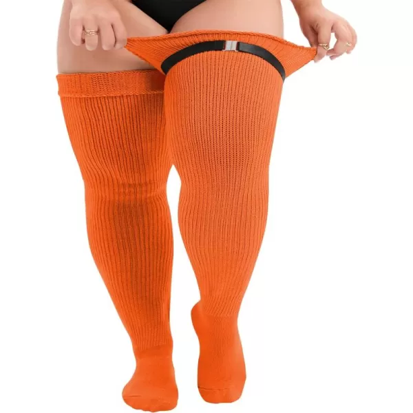 Zando Women Plus Size Thigh High Stockings Over the Knee Thin Tube Socks Long Sport Tights Casual Striped Leg Warmers