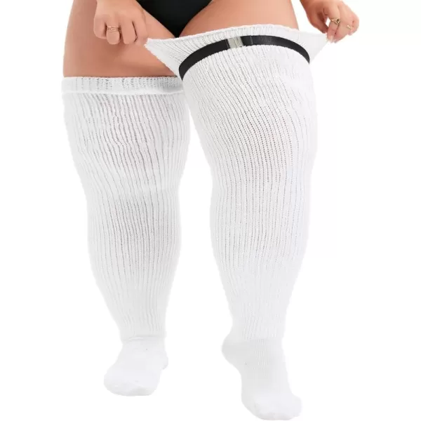 Zando Women Plus Size Thigh High Stockings Over the Knee Thin Tube Socks Long Sport Tights Casual Striped Leg Warmers