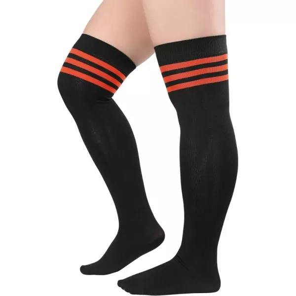 Zando Women Plus Size Thigh High Stockings Over the Knee Thin Tube Socks Long Sport Tights Casual Striped Leg Warmers