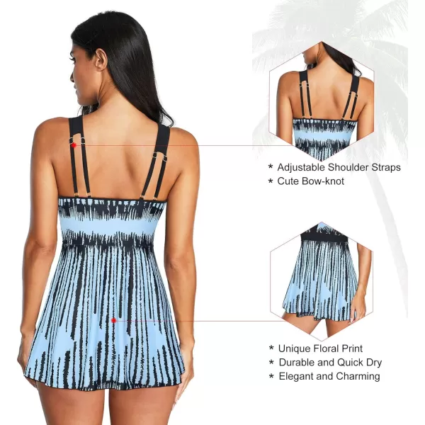 Zando Womens Swimsuits Tummy Control Swim Dress One Piece Swimsuit Plus Size Swimwear V Neck Bathing Suits Swim Dress