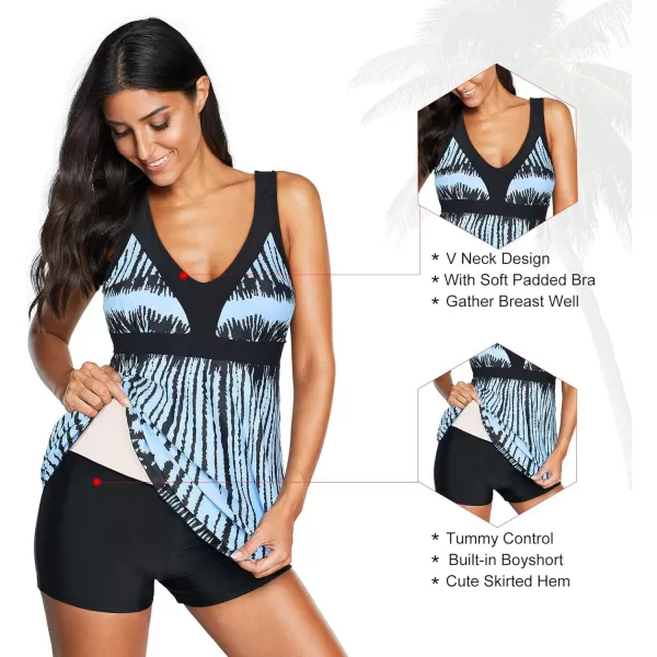 Zando Womens Swimsuits Tummy Control Swim Dress One Piece Swimsuit Plus Size Swimwear V Neck Bathing Suits Swim Dress