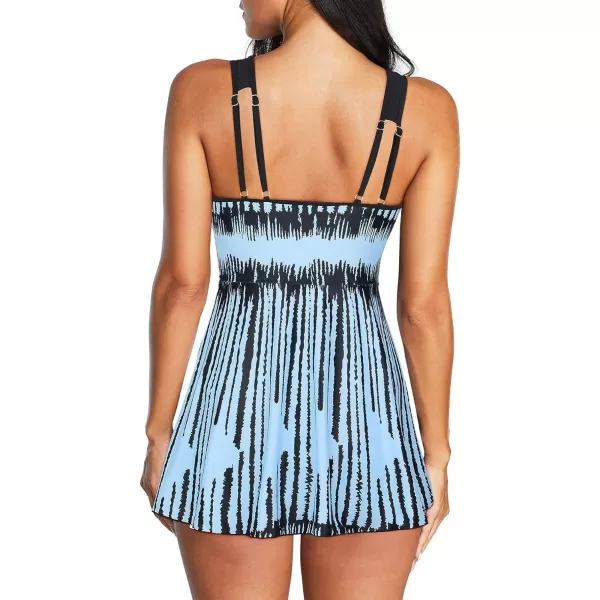 Zando Womens Swimsuits Tummy Control Swim Dress One Piece Swimsuit Plus Size Swimwear V Neck Bathing Suits Swim Dress