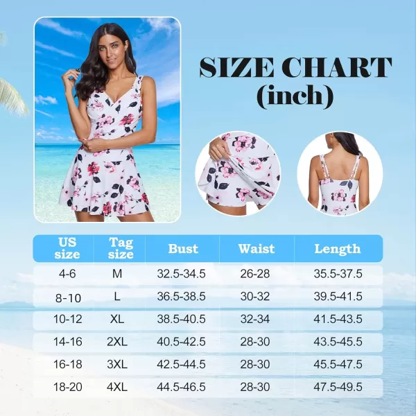 Zando Womens Swimsuits Tummy Control Swim Dress One Piece Swimsuit Plus Size Swimwear V Neck Bathing Suits Swim Dress
