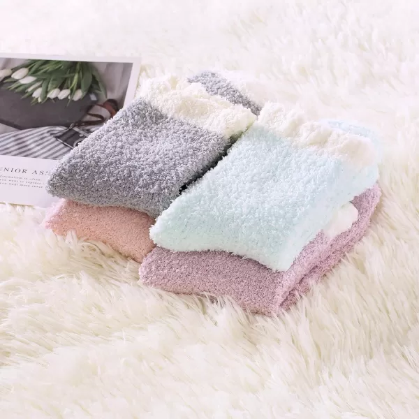 Zando Women Warm Super Soft Plush Slipper Sock Winter Fluffy Microfiber Crew Socks Casual Home Sleeping Fuzzy Cozy Sock