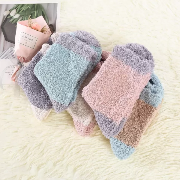 Zando Women Warm Super Soft Plush Slipper Sock Winter Fluffy Microfiber Crew Socks Casual Home Sleeping Fuzzy Cozy Sock