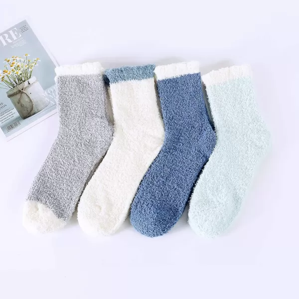 Zando Women Warm Super Soft Plush Slipper Sock Winter Fluffy Microfiber Crew Socks Casual Home Sleeping Fuzzy Cozy Sock